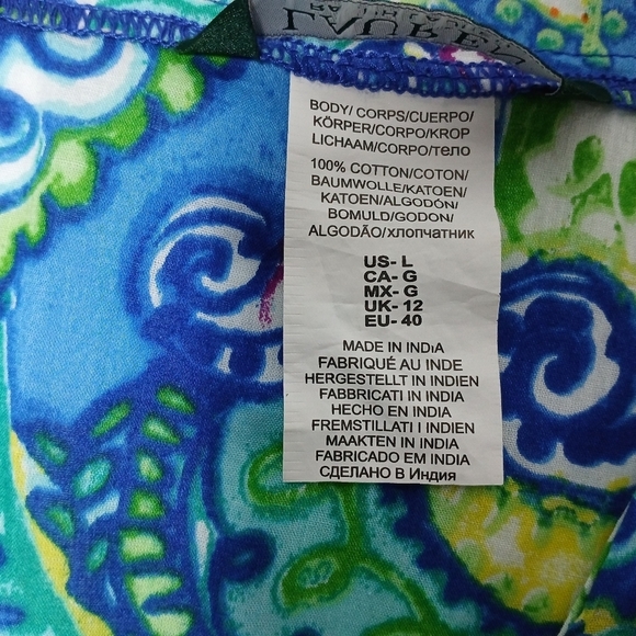 Lauren Ralph Lauren Lightweight Indian Cotton Beach Cover Up. Size L - Picture 7 of 8